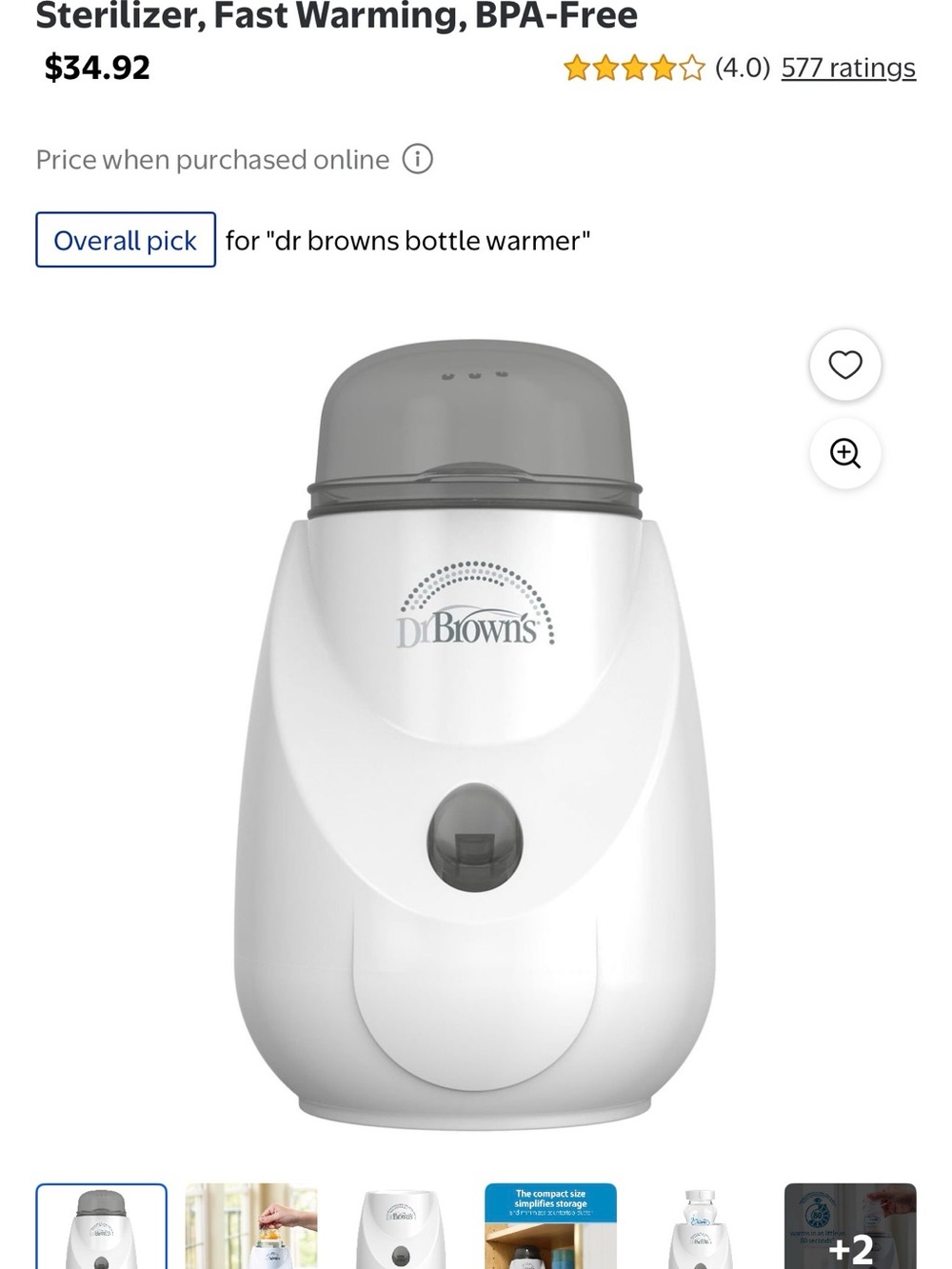 Dr. Brown's White Bottle Warmer for Kids
